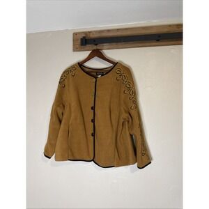 Vintage Bob Mackie Wearable Art Fleece‎ Top Brown Women's Size 2XL Read-